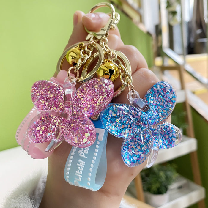 Jewelry WholesaleWholesale acrylic Sequin butterfly car bag couple keychain JDC-KC-WAN020 Keychains 沃安 %variant_option1% %variant_option2% %variant_option3%  Factory Price JoyasDeChina Joyas De China