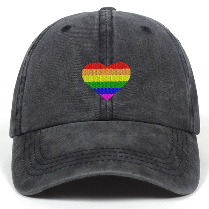 Wholesale rainbow peach heart embroidery baseball cap MOQ≥2 JDC-FT-QiuXi004