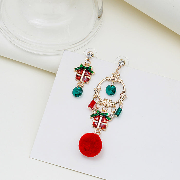 Wholesale Earrings Alloy Hair Ball Christmas Asymmetric Earrings JDC-ES-MDD082