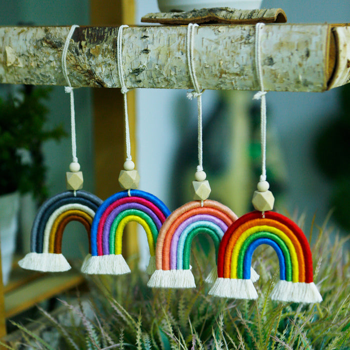 Jewelry WholesaleWholesale Cotton Rope Wooden Bead Weave Rainbow Car Ornament MOQ≥2 JDC-DC-JM001 Dreamcatcher 杰米 %variant_option1% %variant_option2% %variant_option3%  Factory Price JoyasDeChina Joyas De China