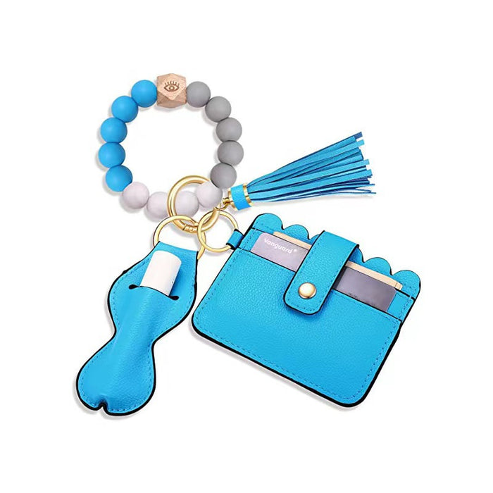 Wholesale Card Holder Tassel Bracelet Silicone Keychain JDC-KC-BaS001