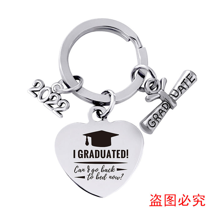 Jewelry WholesaleWholesale Stainless Steel Heart Shape Graduation Season Gift Metal Keychain JDC-KC-GangGu018 Keychains 钢古 %variant_option1% %variant_option2% %variant_option3%  Factory Price JoyasDeChina Joyas De China