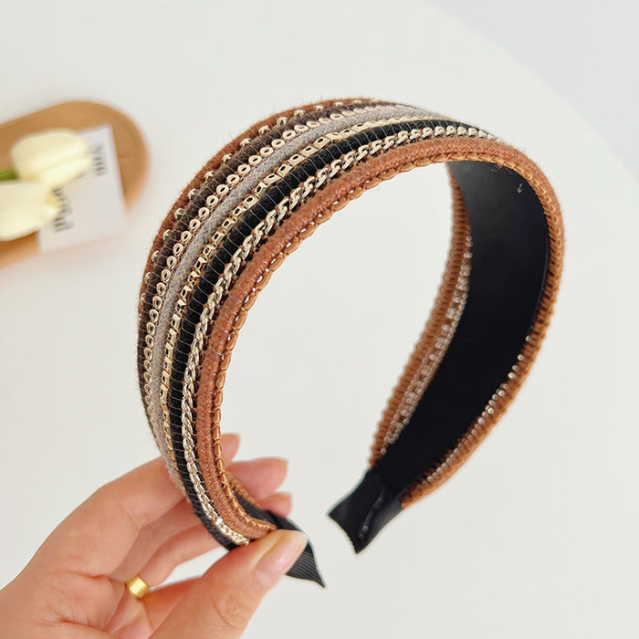 Wholesale fabric headband braided chain ethnic style MOQ≥2 JDC-HD-MIs016