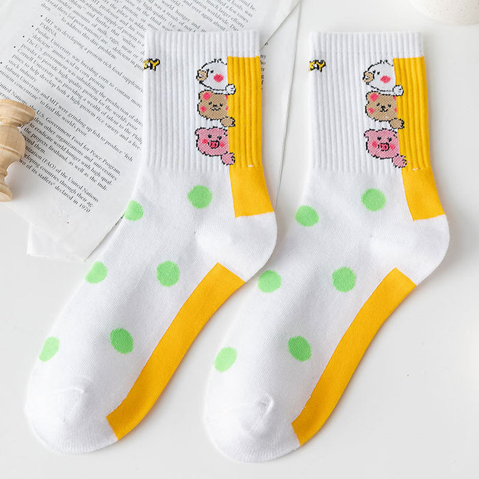 Wholesale tube socks small fresh college style cute cartoon JDC-SK-CYu014