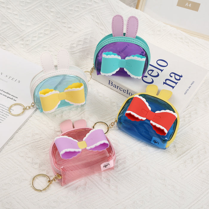 Wholesale random keychain wallets Rabbit Ears Bow Coin Storage Bag Portable Key Case MOQ≥4 JDC-KC-XiaoKe003