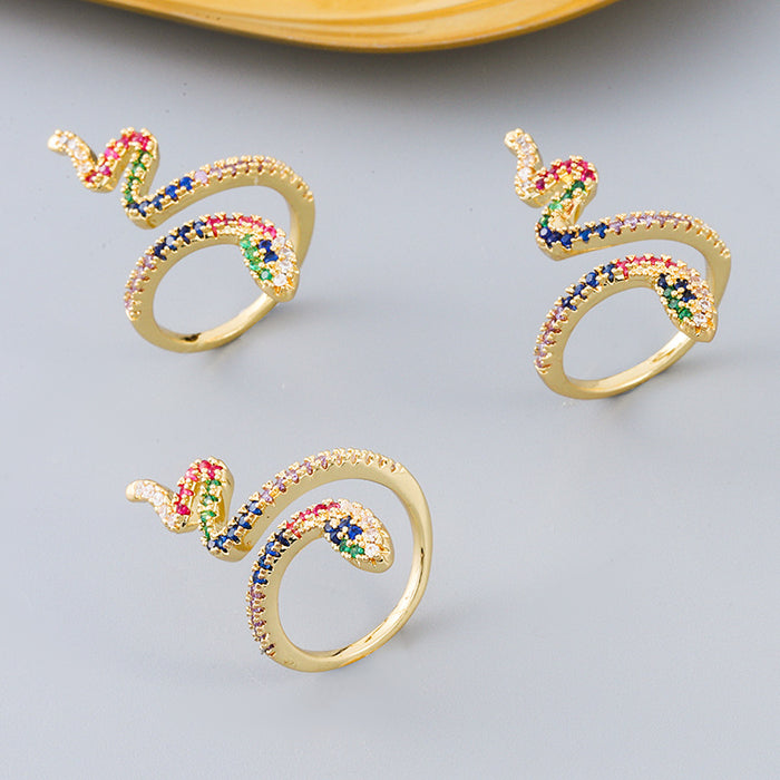 Jewelry WholesaleWholesale Brass Gold Plated Zircon Snake Ring JDC-RS-JingY001 Rings 璟禹 %variant_option1% %variant_option2% %variant_option3%  Factory Price JoyasDeChina Joyas De China