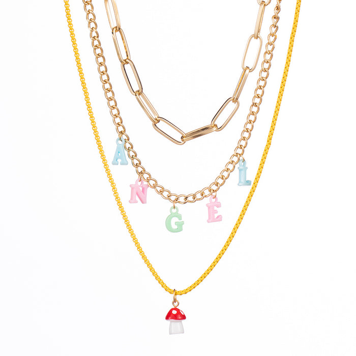 Jewelry WholesaleWholesale cartoon letter multi-layer alloy necklace JDC-NE-YiD028 Necklaces 宜达 %variant_option1% %variant_option2% %variant_option3%  Factory Price JoyasDeChina Joyas De China