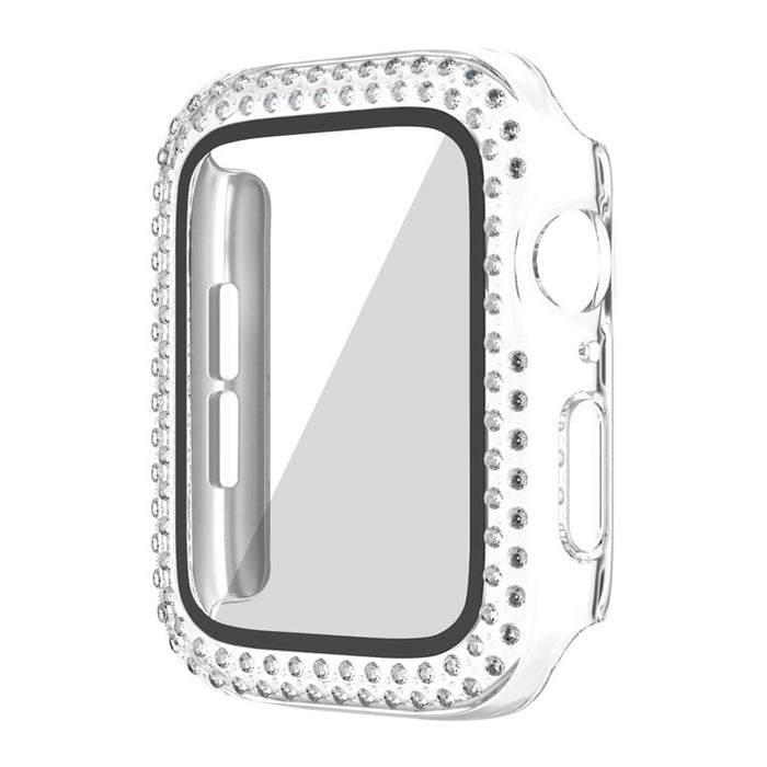 Wholesale Watch Case PC Double Row Flash Diamond Belt Film iWatch Protective Cases MOQ≥2 JDC-WD-KuYue001