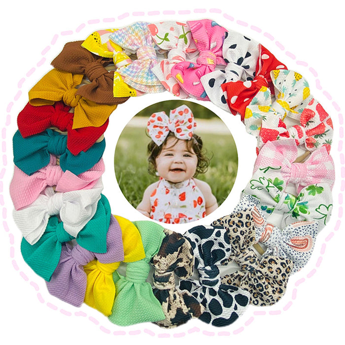 Wholesale solid color printed bow kids hair band set of four JDC-HD-KAXi002