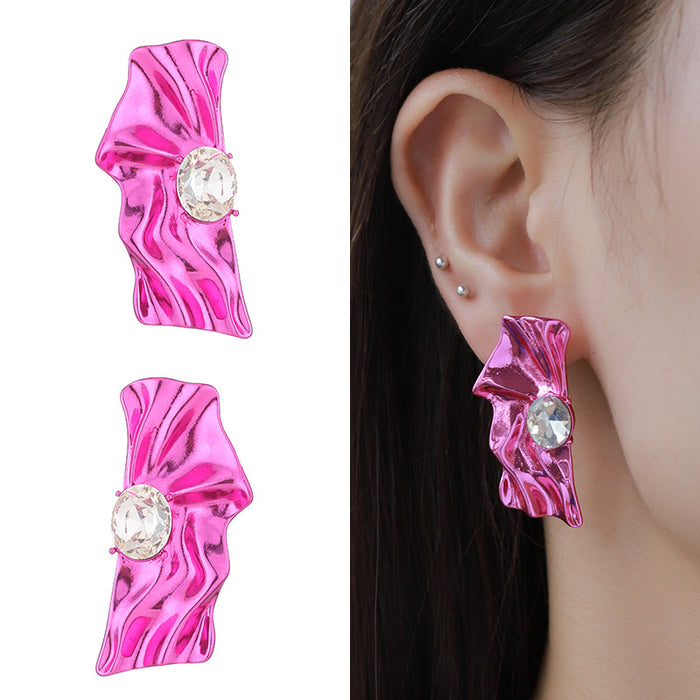 Wholesale Earrings alloy folds crystal statement earring MOQ≥2 JDC-ES-KenJ004