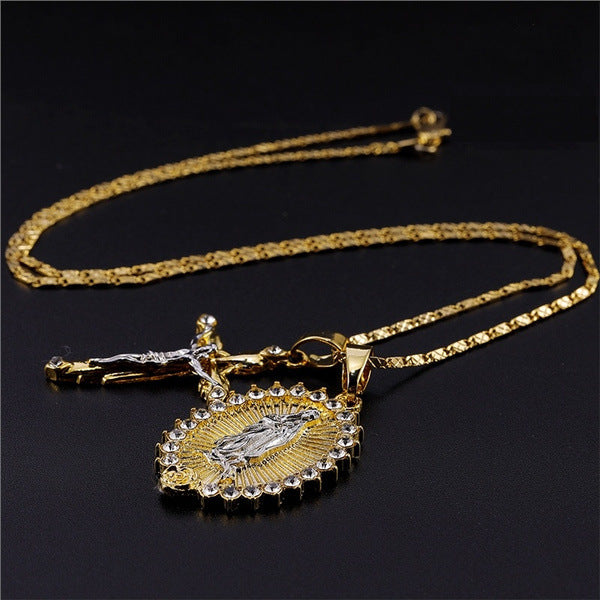 Wholesale Crucifixion Necklace Virgin Mary 18K Gold Necklace JDC-NE-KeJ002