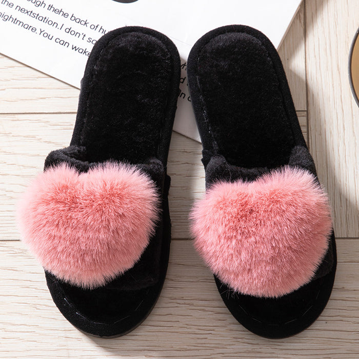 Wholesale love open furry open toe four seasons open cotton slippers JDC-SP-BaoX001