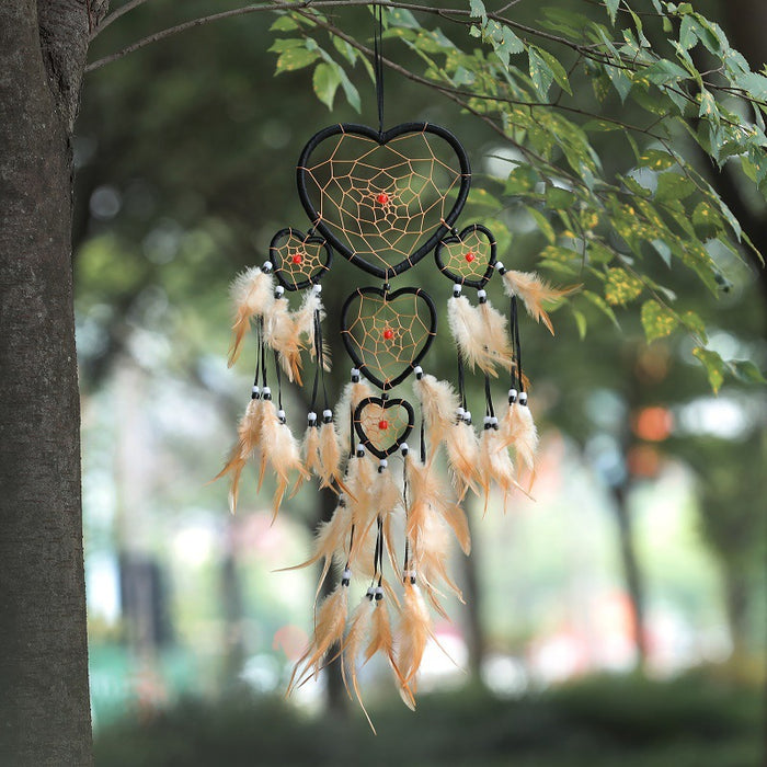 Wholesale Peach Heart Five Rings Dreamcatcher MOQ≥2 JDC-DC-JYun003