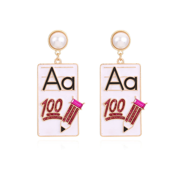 Wholesale Diamond Book Pencil Alloy Earrings JDC-ES-ManY043