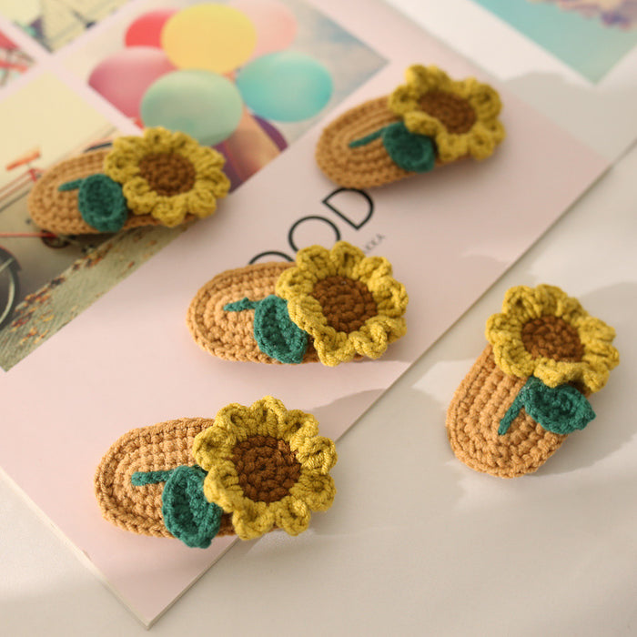 Wholesale Hair Clips Combed Cotton Knitting Sunflower JDC-HC-BDXY004