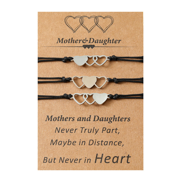 Jewelry WholesaleWholesale Mother's Day Parent-Child Card Stainless Steel Heart Shape Hand-Woven Bracelet JDC-BT-LanT005 Bracelet 阆天 %variant_option1% %variant_option2% %variant_option3%  Factory Price JoyasDeChina Joyas De China