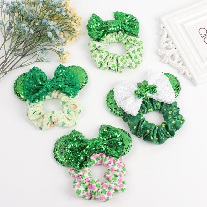 Wholesale cartoon large intestine hair ring bow hair accessories lucky clover （M）MOQ≥2 JDC-HS-Danzuo011