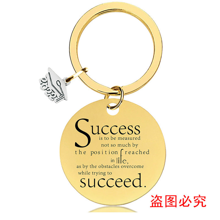 Jewelry WholesaleWholesale Graduation Season Gift Stainless Steel Round Metal Keychain JDC-KC-GangGu015 Keychains 钢古 %variant_option1% %variant_option2% %variant_option3%  Factory Price JoyasDeChina Joyas De China