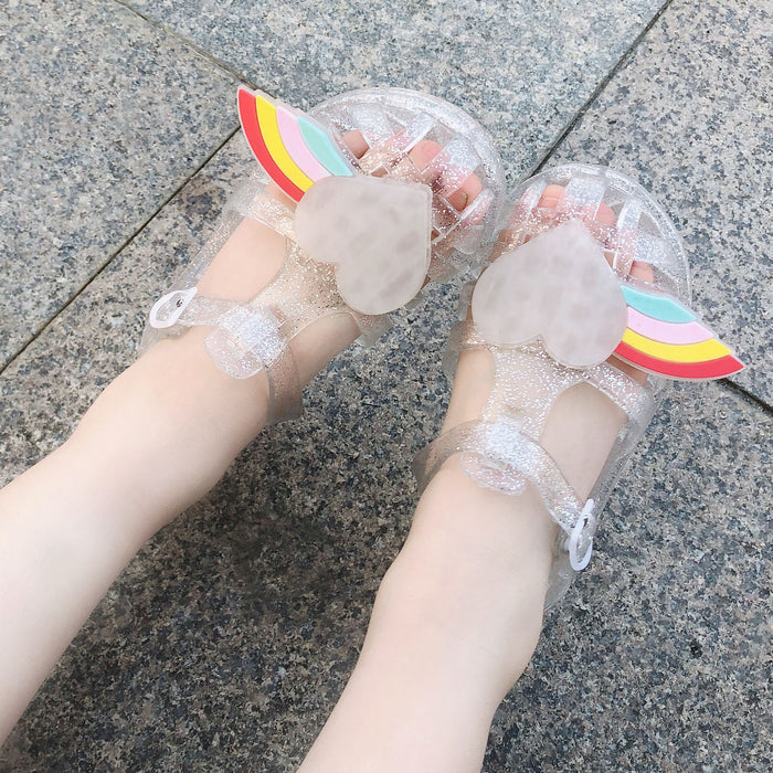 Wholesale summer small and medium girls Baotou jelly slippers JDC-SD-XinZ004