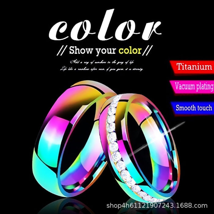 Wholesale Stainless Steel Color Diamond Glossy Round Ring JDC-RS-JYS001