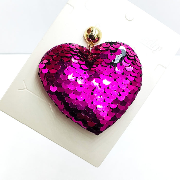 Wholesale Reflective Sequin Peach Heart Earrings JDC-ES-DY021