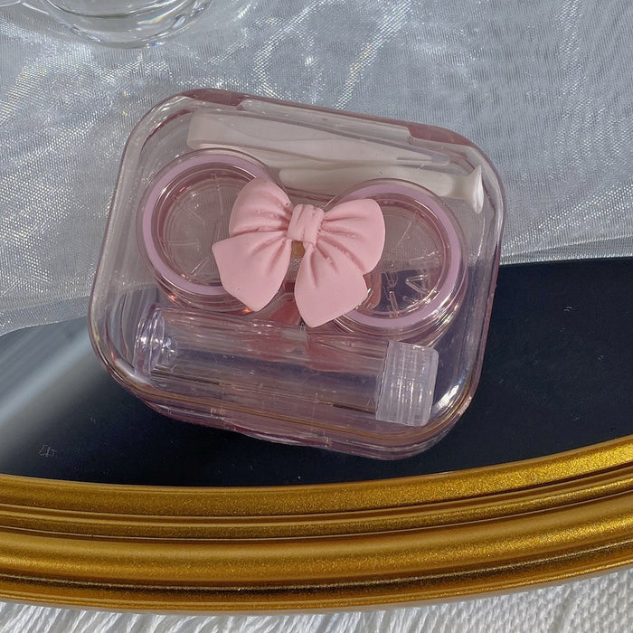 Wholesale Bow Knot Transparent Contact Lens Case Plastic Portable (M) MOQ≥2 JDC-GA-Qingdu004