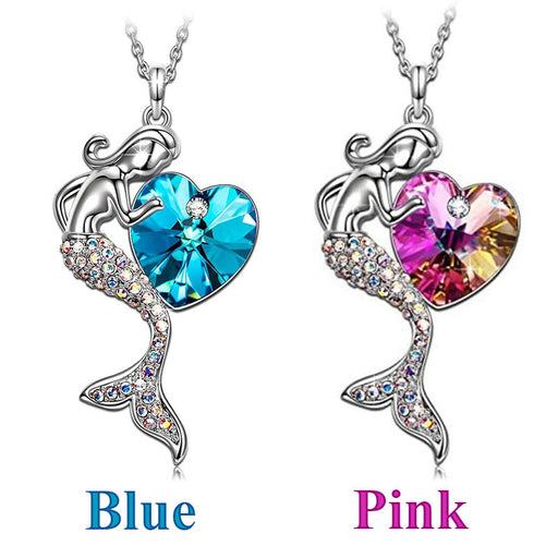 Jewelry WholesaleWholesale Alloy Mermaid Mermaid Love Necklace Heart Crystal Necklace MOQ≥2 JDC-NE-XunO021 Necklaces 循欧 %variant_option1% %variant_option2% %variant_option3%  Factory Price JoyasDeChina Joyas De China