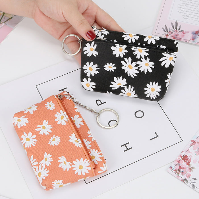 Wholesale PU Leather Daisy Coin Purse Keychain Wallet JDC-KC-ShMei002