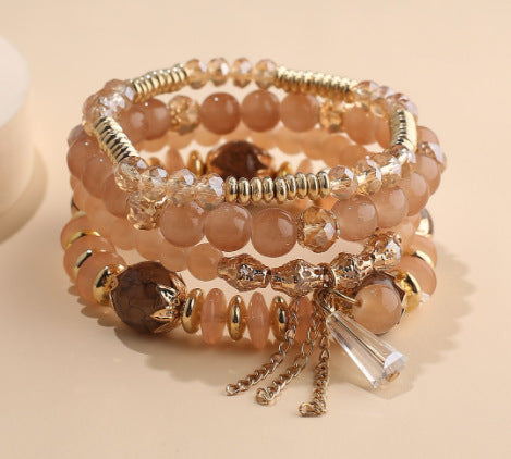 Wholesale Bracelet Glass Bohemian Multilayer Stacked JDC-BT-YeB005