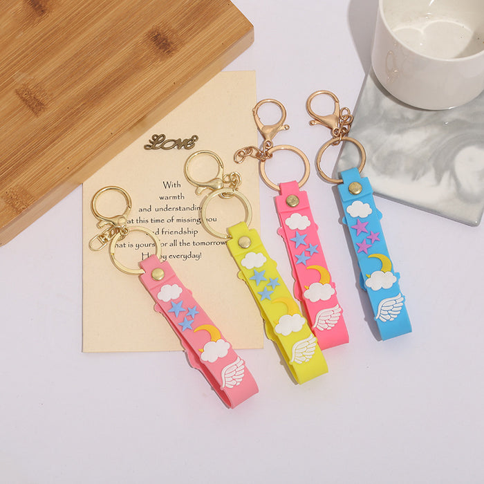 Wholesale Keychain PVC Soft Rubber Rainbow Star Unicorn Cartoon Lanyard MOQ≥10 JDC-KC-ZaoYang007