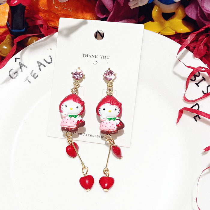 Wholesale Earrings Resin Christmas Cute Strawberry Santa Asymmetric (S) JDC-ES-Xingj022