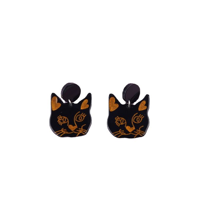 Wholesale Moon Cat Acrylic Personality Geometric Earrings MOQ≥2 JDC-ES-DUAI023