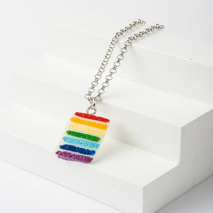 Wholesale LGBT Love Fingerprint Cloud Shape Rainbow Pattern Gay Element Necklace JDC-NE-YinH031