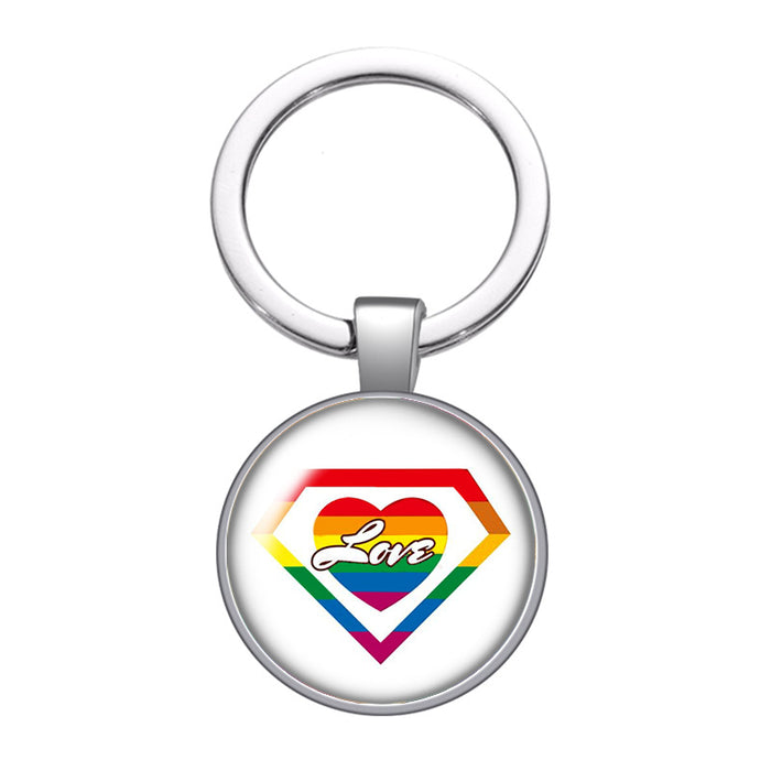 Wholesale LGBT Pride Day Alloy Time Stone Keychain JDC-KC-CMX002