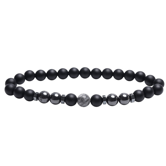 Wholesale Frosted Black Bead Magnet Anklet Retro Alabaster Color Stone Magnetic Anklet JDC-AS-JIai005