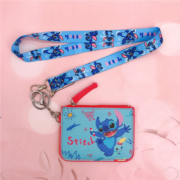 Wholesale PU Card Holder Coin Purse with Keychain Lanyard JDC-KC-YaLL001