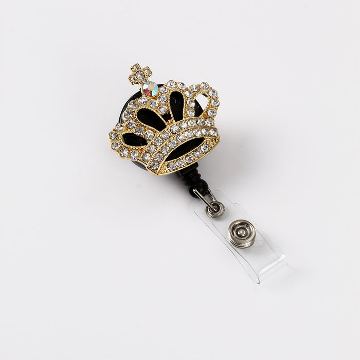Wholesale Keychains For Backpacks Diamond Crown Easy Pull Buckle ID Card Buckle MOQ≥3 JDC-KC-WHao003