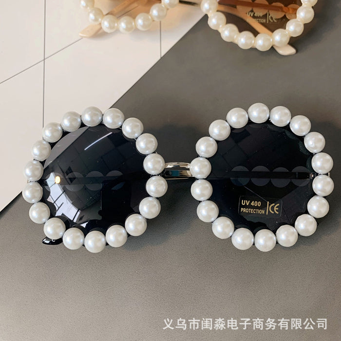 Jewelry WholesaleWholesale Pearl Metal Round Frame PC Ladies Sunglasses MOQ≥2 JDC-SG-GuiM010 Sunglasses 闺淼 %variant_option1% %variant_option2% %variant_option3%  Factory Price JoyasDeChina Joyas De China