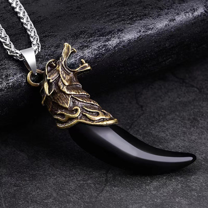 Wholesale Necklace Alloy Wolf Tooth Pendant Men Necklace JDC-NE-JiSha004