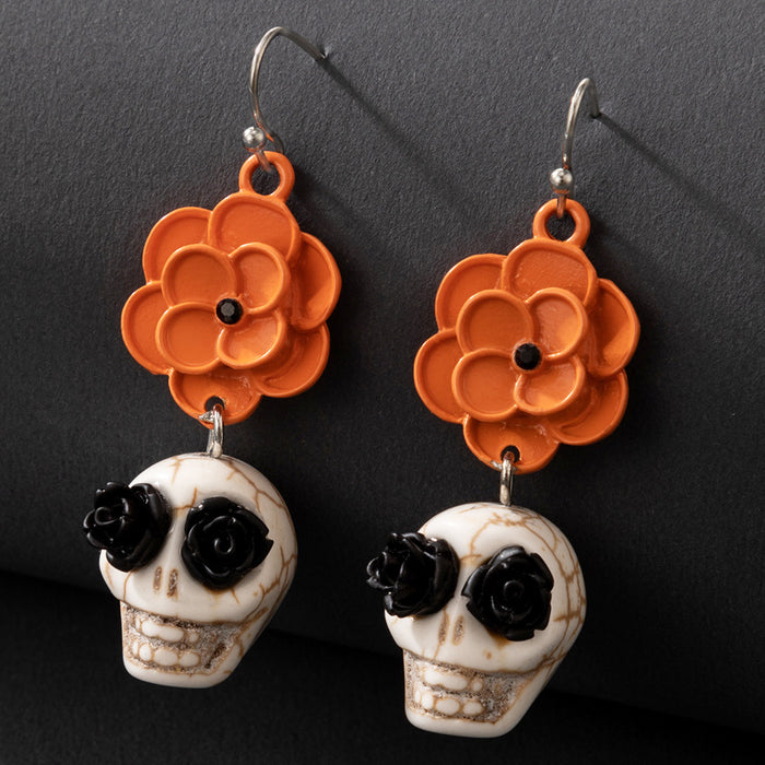 Wholesale earrings alloy skull flowers halloween MQO≥2 JDC-ES-lingg014