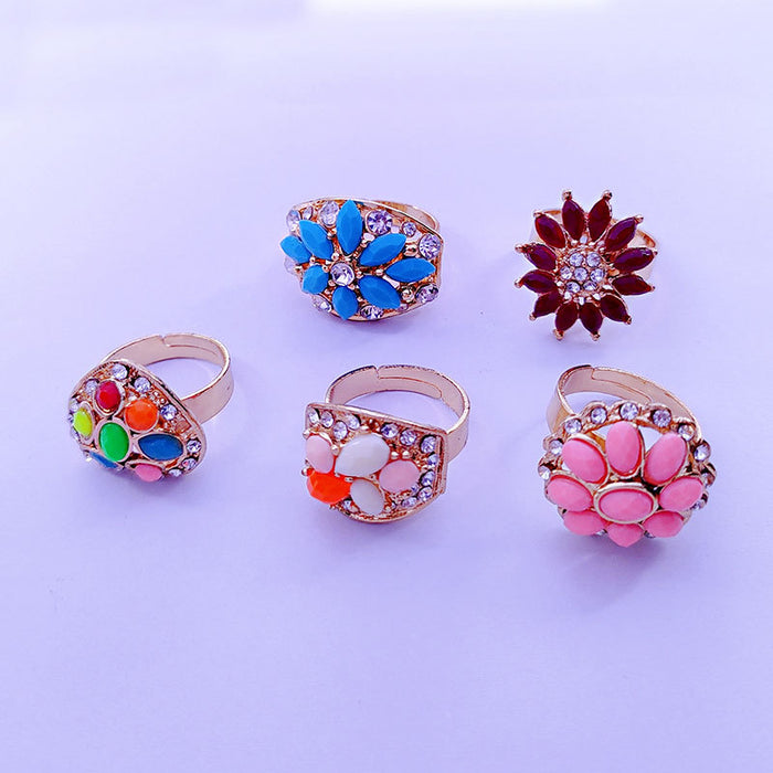 Wholesale Rings Alloy Color Resin Accessories Random Adjustable MOQ≥10 JDC-RS-KuaH025