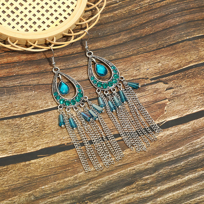 Jewelry WholesaleWholesale Chain Tassel Rhinestone Alloy Earrings JDC-ES-Daiq037 Earrings 黛茜 %variant_option1% %variant_option2% %variant_option3%  Factory Price JoyasDeChina Joyas De China