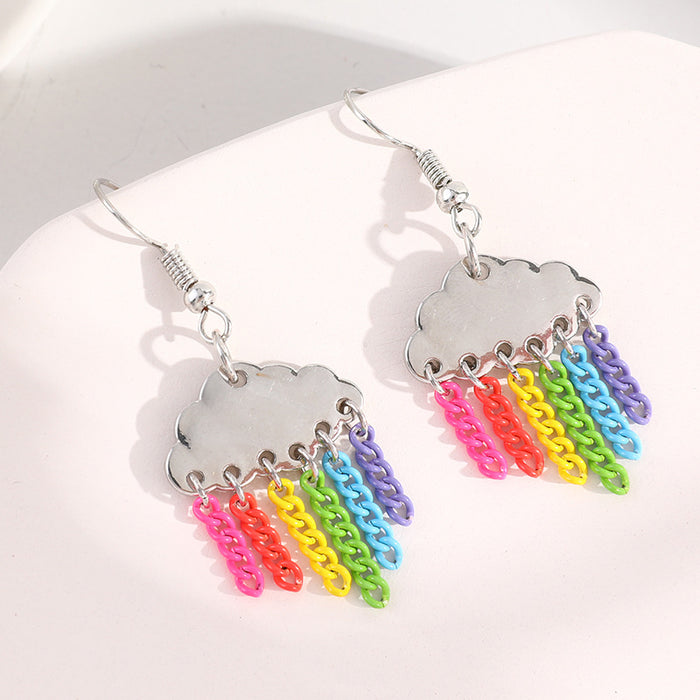 Wholesale Cloud Rainbow Tassel Earrings JDC-ES- zhongyi014