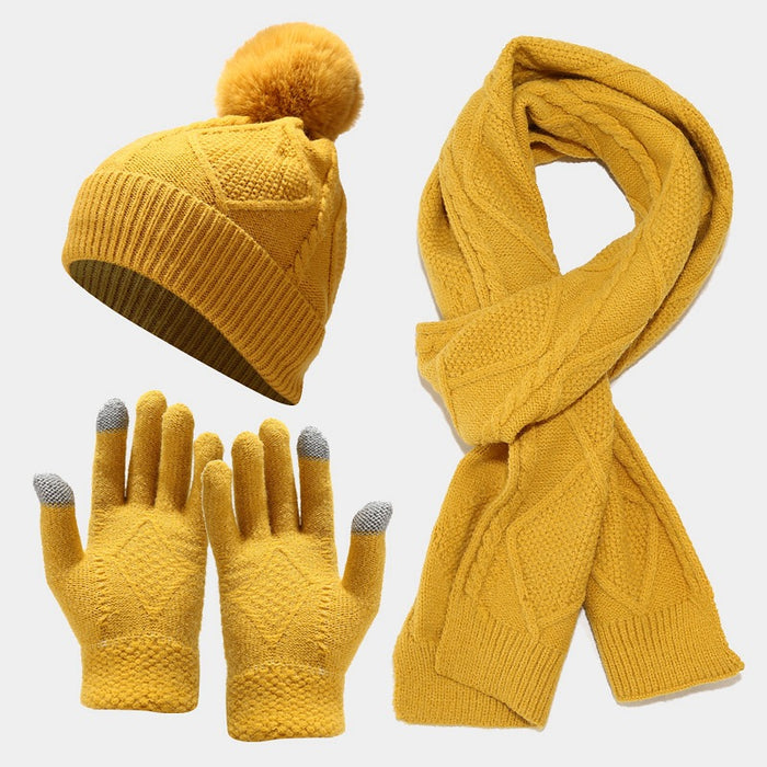 Wholesale Hat Acrylic Warm Outdoor Scarf Gloves 3 Piece Set JDC-FH-LvYi046