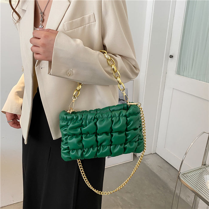 Wholesale Shoulder Bag PU Plaid Thick Chain Handheld Small Square Bag JDC-SD-Chunyao003