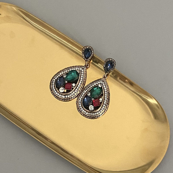 Jewelry WholesaleWholesale Vintage Water Drop Diamond Earrings Openwork Imitation Gemstones JDC-ES-LIUM053 Earrings 榴芒 %variant_option1% %variant_option2% %variant_option3%  Factory Price JoyasDeChina Joyas De China