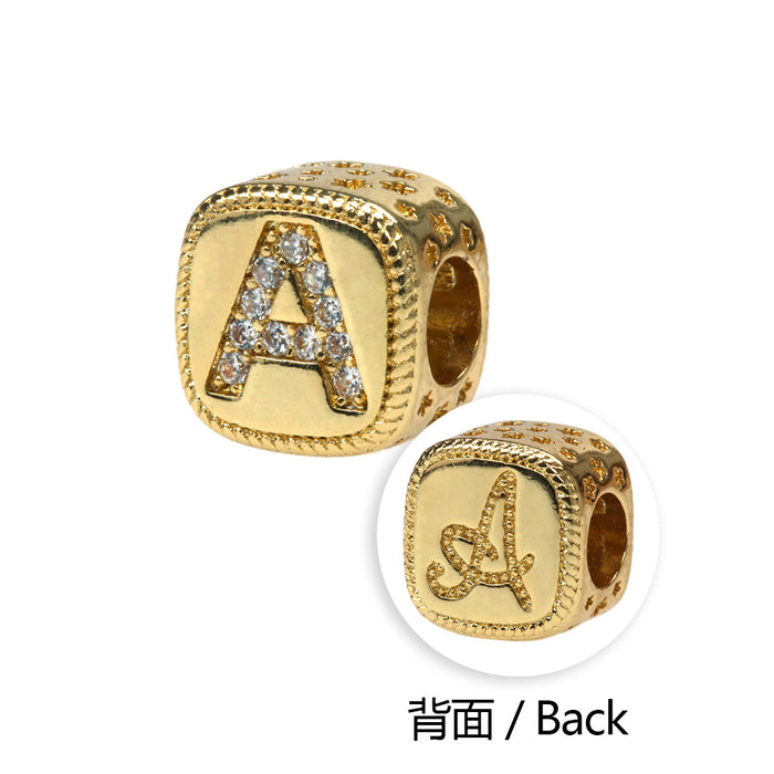 Wholesale 26 Letters Perforated Copper Plated Square Beaded Snake Bone Bracelet JDC-BT-TianY004