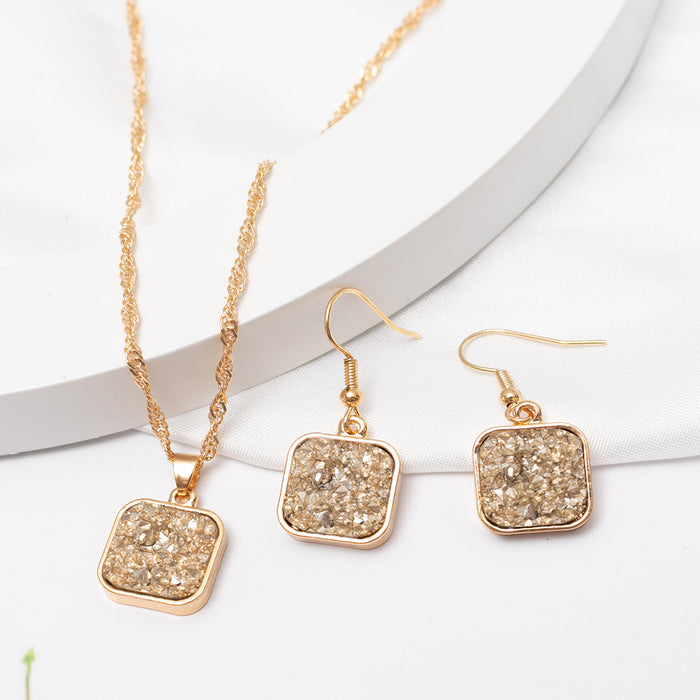 Wholesale Jewelry Resin Square Necklace Earrings JDC-ES-CM021