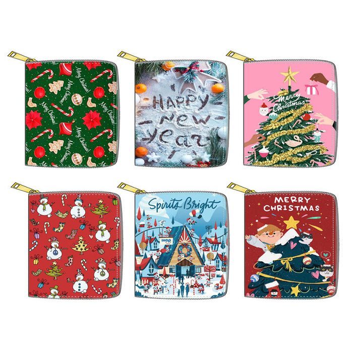 Wholesale Wallet PU Christmas Fawn Santa Claus Short Zipper MOQ≥3 JDC-WT-Dengxin016