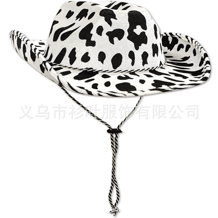 Wholesale Milk Print Cowboy Hat Sequin Black White MOQ≥2 JDC-FH-ShanY001